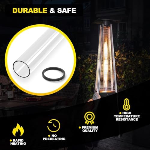 Patio Heater Glass Tube Replacement 49.5″ Tall 4″ Diameter with Rubber Ring - Image 6