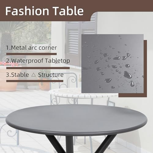 Shintenchi 3 Pieces Patio Bistro Sets, Outdoor Textilene Fabric Conversation Bistro Set, Textilene Fabric Front Porch Chairs Small Patio Furniture Set with Table for Lawn,Garden,Balcony (Grey) - Image 5