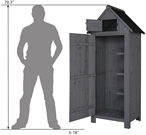 Outvita Outdoor Storage Shed, 70 Inch, Grey - Image 5