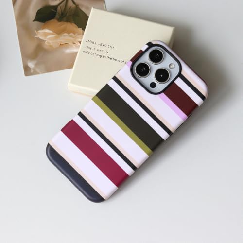 for iPhone 16 Pro Max Case, Magnetic Matte Frosted Dual-Layer Striped Phone Case for Women, Retro Aesthetic Cover Compatible with Mag Safe Accessories - Retro Vineyard - Image 2
