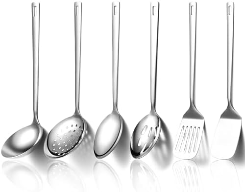Evanda Kitchen Utensils Set 6pcs, Stainless Steel Cooking Utensils Set, Heavy Duty Kitchen Tools Spatulas Set, Home Essentials Kitchen Gadgets Accessories by Evanda