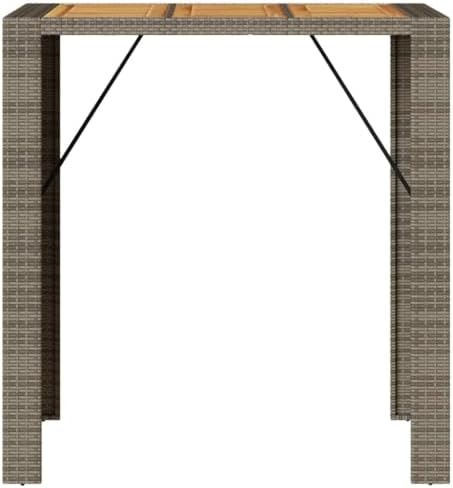 Garden Bar Table Grey Outdoor Dining Furniture Solid Acacia Wood Powder Coated Steel Frame Weather Resistant Modern Design 41.3 Inch Long 31.5 Inch Wide Seats Four People - Image 5
