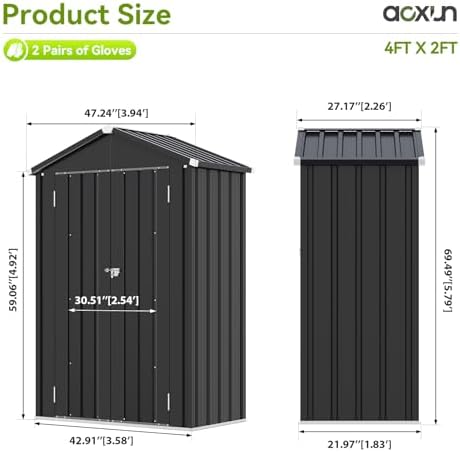 Aoxun Vertical Outdoor Storage Cabinet 3.5’x2’ with Floor & Shelves Black - Image 2