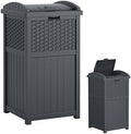 Suncast 33 Gal, Wicker Hideaway Trash Can, Secure Lid, Cyberspace Gray by Unknown