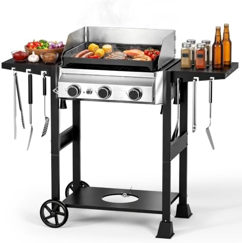 Electactic 3-Burner Propane Gas Grill & Griddle Combo,Flat Top Griddle by Electactic