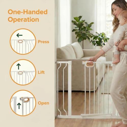 71.6-76.4 Inch Extra Wide Baby Gate with Door for Stairs Doorways - Image 3