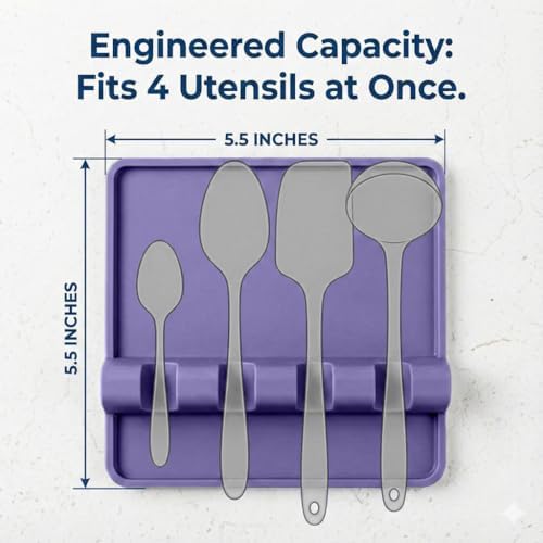 2 Pack Purple Silicone Spoon Rest for Stove Top Kitchen Spoon Holder Set - Image 2