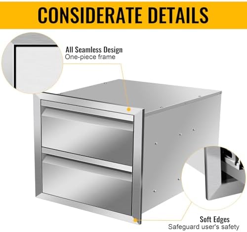 Pull Out Trash Drawer, Lower Sliding Rails Stainless Steel Roll Out Trash Bin Pull Out Tray With Handle For Outdoor Kitchen BBQ Island Grill Station,Double Drawers - Image 4