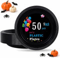 WELLIFE Black Plastic Plates 9 Inch 50 Count Halloween Plates by WELLIFE