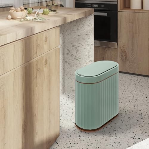 ELPHECO Bathroom Trash Can with Automatic Lid, 2 Gallon, Sage Green Gold - Image 7