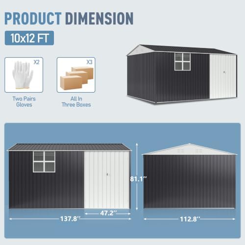 AirWire 12x10 FT Outdoor Metal Storage Shed with Window - Image 2