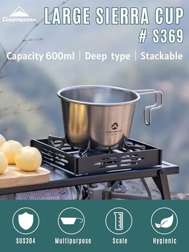 CAMPINGMOON Deep Sierra Cup 600ml Stainless Steel Camping Cup 304 Food Grade Outdoor Cooking Bowl Measurement Marks Stackable Camping Cookware Backpacking Hiking Campfire Use S369 - Image 3