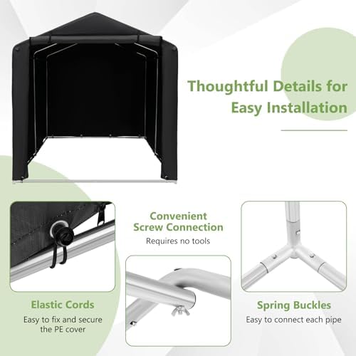 Goplus Portable Storage Shed, 7 x 5.2 x 5.4 Ft Heavy Duty Motorcycle Shed - Image 4