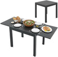Tangkula 31.5"-63" Extendable Patio Dining Table, Aluminum Adjustable Outdoor Dining Table for 4-6 People, L-Shaped Brace Included for Fixation, Space-Saving Outside Table for Garden, Porch, Poolside by TANGKULA