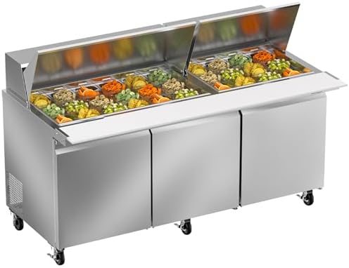 Rockitch 72" W Commercial Sandwich Prep Table Refrigerator 22 Cu.ft 30 Pans by Rockitch
