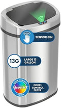 iTouchless 13 Gallon / 50 L Oval Sensor Kitchen Trash Can with Odor Filter by Unknown