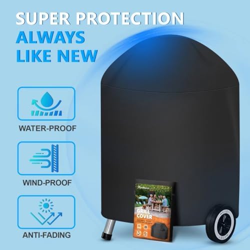 Kettle Grill Cover 22 Inch - Superior Charcoal Grill Cover for Weber Kettle Grill - 600D Outdoor BBQ Covers for Weber 22 Inch Original Kettle Grill, Master Touch Charcoal Grill and More - Image 5