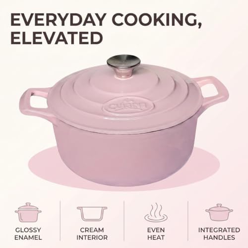 La Cuisine Enameled Cast Iron Dutch Oven, Pink, 3.75 QT, 9.5"/24cm Ø, PFOA Free - Image 3