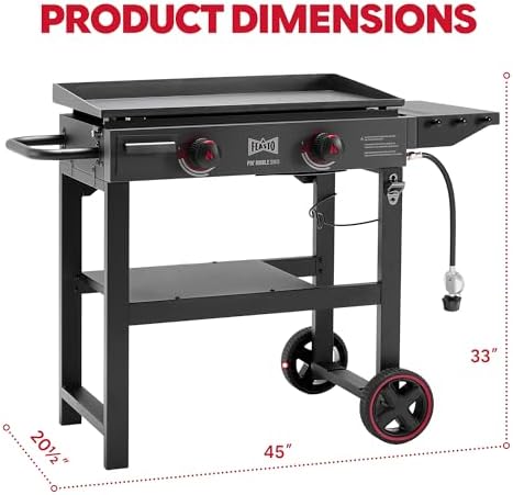 FEASTO 28" 2-Burner Propane Gas Griddle, 30,000 BTU, 458 Sq. In., Black - Image 2