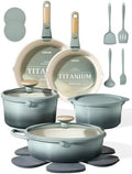CAROTE 20pcs Titanium Cookware Set, Pots and Pans Set Detachable Handle by CAROTE