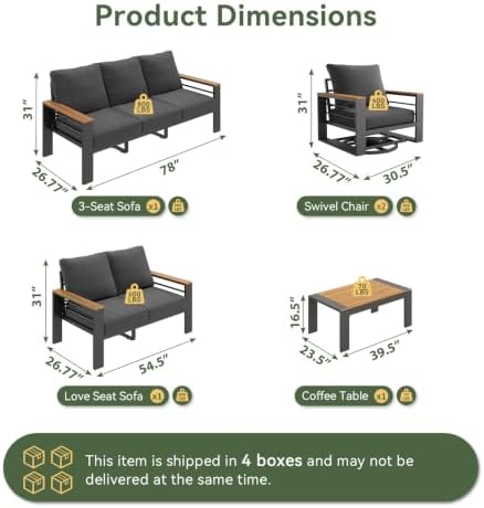 Aoxun Aluminum Patio Furniture Set with Swivel and Rocking Chairs - Image 5