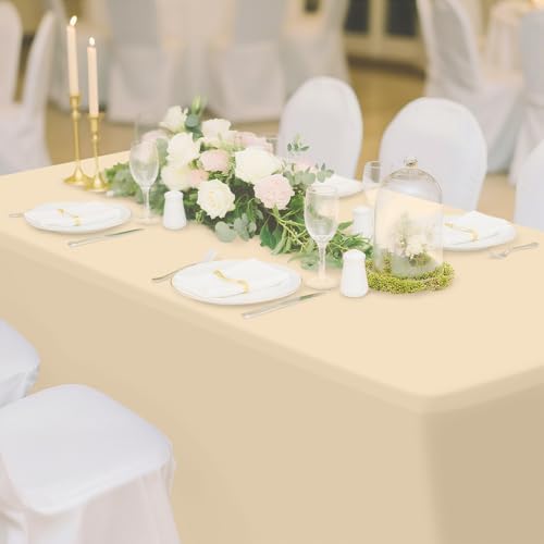 Smiry 2 Pack Spandex Table Cloth 8FT, Elastic Fitted Champagne Tablecloth - Image 6