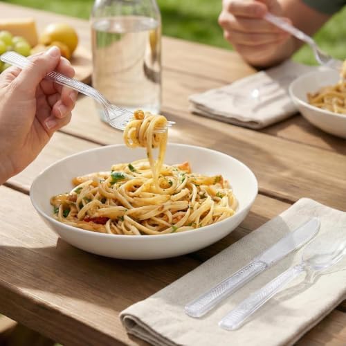 Clear Plastic Silverware Cutlery Set, 600 Count, 200 Forks, Spoons & Knives - Image 4