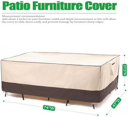 F&J Outdoors Patio TFurniture Cover, Beige + Coffee, 74"W x 47"D x 27.5"H - Image 2