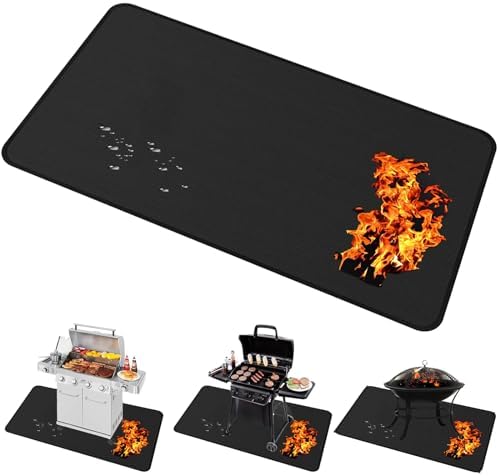 Large 65x40 inch under Grill Mats for Outdoor Grill - Double-sided Fireproof Fire Pit Mats for under Fire Pit Fireplace- Waterproof BBQ Mat under BBQ -Grill Floor Pad for Patio Deck Protector by Brinman
