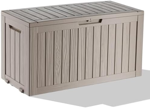130 Gallon Resin Deck Box, Outdoor Storage Box, Waterproof UV Resistant Lockable，Weatherproof Organizer for Patio Furniture Cushions, Pool Accessories, Garden Tools, Indoor & Outdoor Use, Grey by ASKPASS