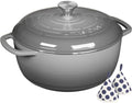 Enameled Cast Iron Dutch Oven - Umite Chef 6QT Pot with Lid & Cotton Potholders - Dual Handles -Versatile Heavy Duty Cookware for Bread Baking, Braising, Stews, Roasting(Grey） by UmiteChef