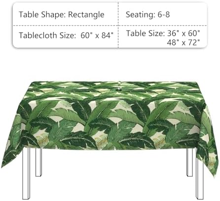 LVTXIII Rectangle Outdoor Tablecloth with Umbrella Hole and Zipper, Water-Repellent 60 x 84 Inch Patio Table Cover for Picnic, Garden, Backyard Dining, Swaying Palms Green - Image 3