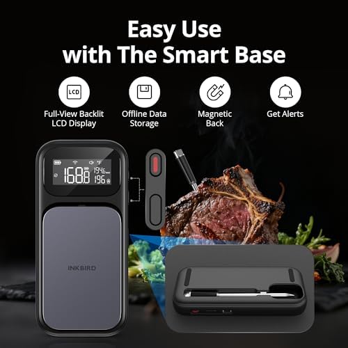 INKBIRD WiFi 5G Wireless Meat Thermometer Digital, 4 Sensor Smart Bluetooth Digital Food Thermometer, NIST Approved Accuracy 0.5°F, Temp Alarms for Rotisserie Air Fryer Sous Vide Grill Oven BBQ - Image 4