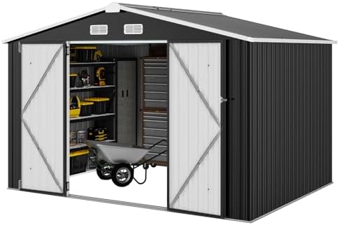 Aoxun 10x8 FT Shed Outdoor Storage Shed, Black - Image 6