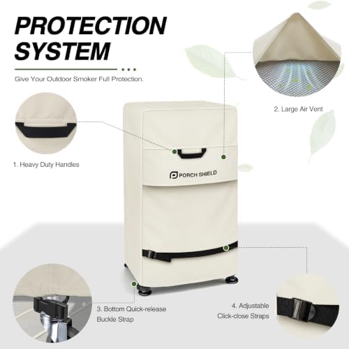 Porch Shield 40 inch Outdoor Smoker Cover 24W x 18D x 40H inch, Beige - Image 4