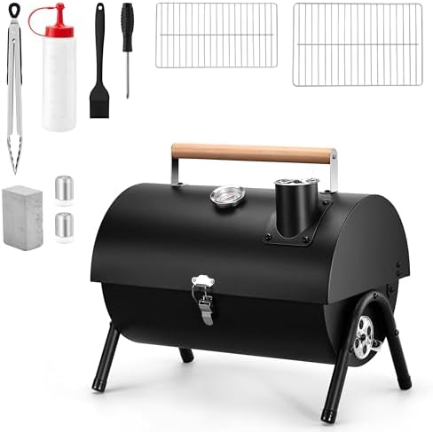 HaSteeL Portable Charcoal Grill with 6 BBQ Tools, Small for 1-3 People by HaSteeL