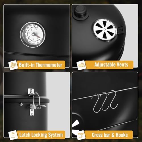 BBQ Charcoal Smoker for Meat: 16 Inch Heavy Duty 4 In 1 BBQ Charcoal Grills - Image 5