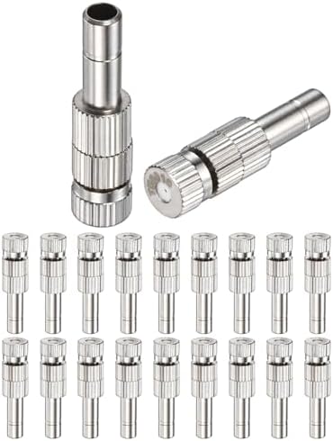 M METERXITY 20-Pack Brass Misting Nozzles, 0.031"/0.8mm Orifice Mister Replacement Heads with Filter Mesh for Cooling System/Landscaping/Humidification, 6mm Low-Pressure Fog Sprayer Nozzle by MMETERXITY