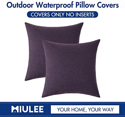 MIULEE Decorative Outdoor Pillow Covers Waterproof 18x18 Purple - Image 6