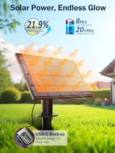 50FT Solar String Lights Outdoor, Dimmable Patio Lights Solar Powered with Remote & USB Port 18+1 LED Shatterproof Bulbs 3 Light Modes, Waterproof Solar Light for Camping Backyard Garden - Image 2