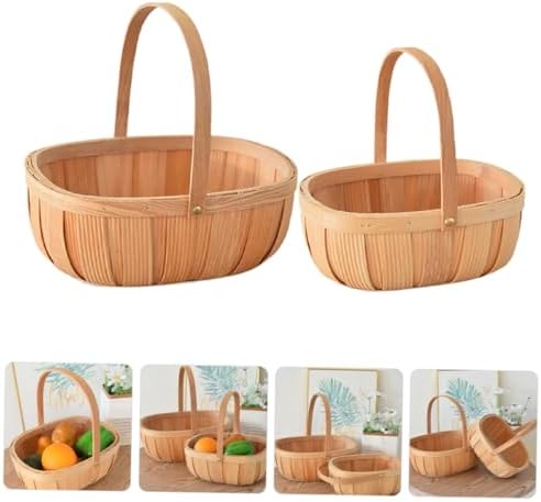 Woven Picnic Basket Set, Large Capacity Fruit Hamper, Handheld Storage Bin - Image 7