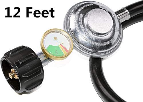 12 Feet Propane Regulator Hose with Tank Gauge for Gas Grill and Fire Pit - Image 3