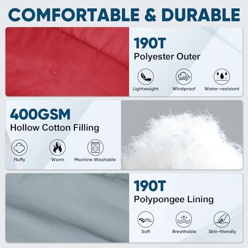 PTEROMY Sleeping Bags for Adults, Lightweight and Machine Washable, Water Resistant Backpacking Camping Sleeping Bag for Warm Cold Weather, Camping Essentials for Hiking Travel - Image 5
