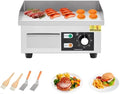 14" Commercial Electric Griddle, Stainless Steel Countertop Griddle, Electric Flat Top Grill With Shovel Brush, Restaurant Teppanyaki Grill Cooking Equipment, Temperature Control 50°C - 300°C by HOME