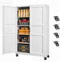 Letaya Metal Garage Storage Cabinet with Wheels,Wide Tool Locker,71”H,White by LetayaMetalCabinets