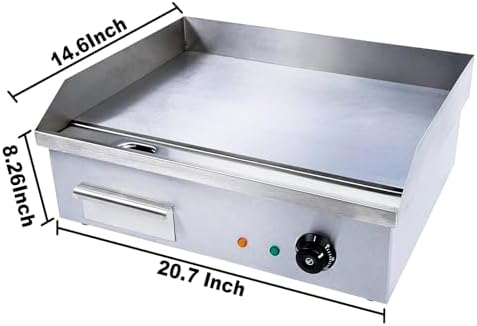 Commercial Electric Griddle, 3000w Stainless Steel Teppanyaki Grill Indoor Outdoor, Countertop Flat Top BBQ Plate with Thermostatic Control - Image 5