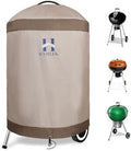HAMLER Round Barbecue Cover, 21 Inch Small Smoker Cover, Heavy Duty Waterproof Outdoor Grill Cover Fits Weber, Charcoal Kettle, Masterbuilt, Dyna-Glo, Brown & Beige by HAMLER