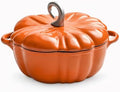 Pumpkin Cocotte, Dutch Oven Pot With Lid,Cast Iron Cooking Pot,Non Stick Pumpkin Pot,Stew Soup,Serves 3-5,Halloween Thanksgiving Decor Gift (Orange) by JUANJUAN