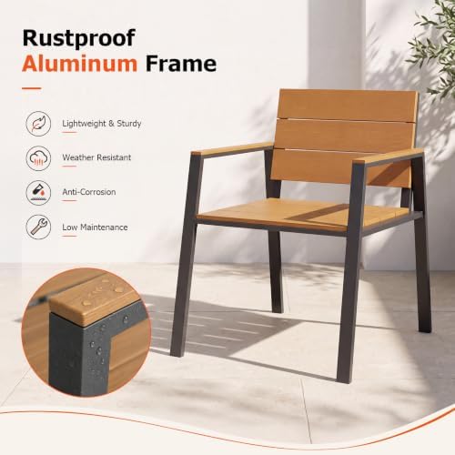 LazySunsets Outdoor Dining Set with Umbrella Hole (Gray/Teak, 7 Piece) - Image 2