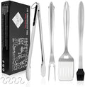 HaSteeL BBQ Accessories, 18In Grill Tools for Outdoor Grill - 4 Pack by HaSteeL